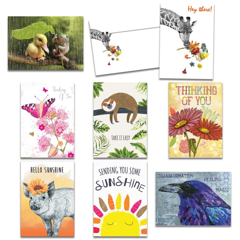 Tree-Free Greetings - Birthday Cards - Artful Designs - 8 Cards + Matching Envelopes - Made in USA - 100% Recycled Paper - 5"x7" - Thinking of You, Friendship, All Occasion, Thank You, Birthday (AGA1139) - Image 1